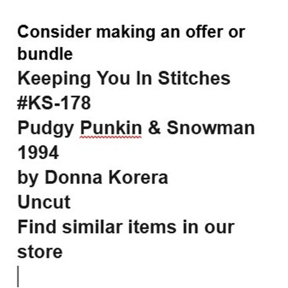 Keeping You In Stitches KS178 Pattern Pudgy Punkin and Snowman Shirt Vintage - Picture 3 of 6